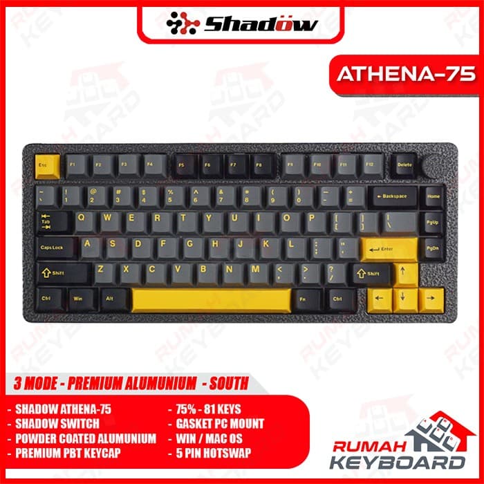 SHADOW ATHENA 75 ATHENA-75 β 81 KEYS β GASKET β SOUTH β PREMIUM ALUMUNIUM CASE β MECHANICAL KEYBOARD 1