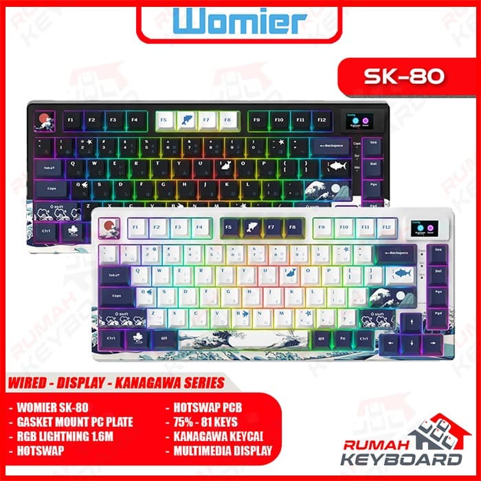WOMIER SK80 β SK-80 β 75% β 81 KEYS β WIRED β RGB β GASKET β KANAGAWA SERIES β SOUTH FACING β MECHANICAL KEYBOARD 1